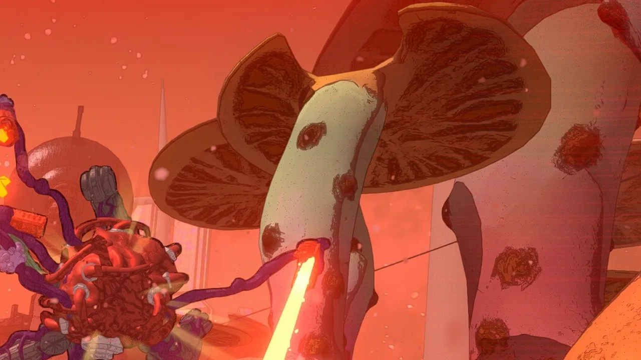 The Carver sawing through a fungal enemy