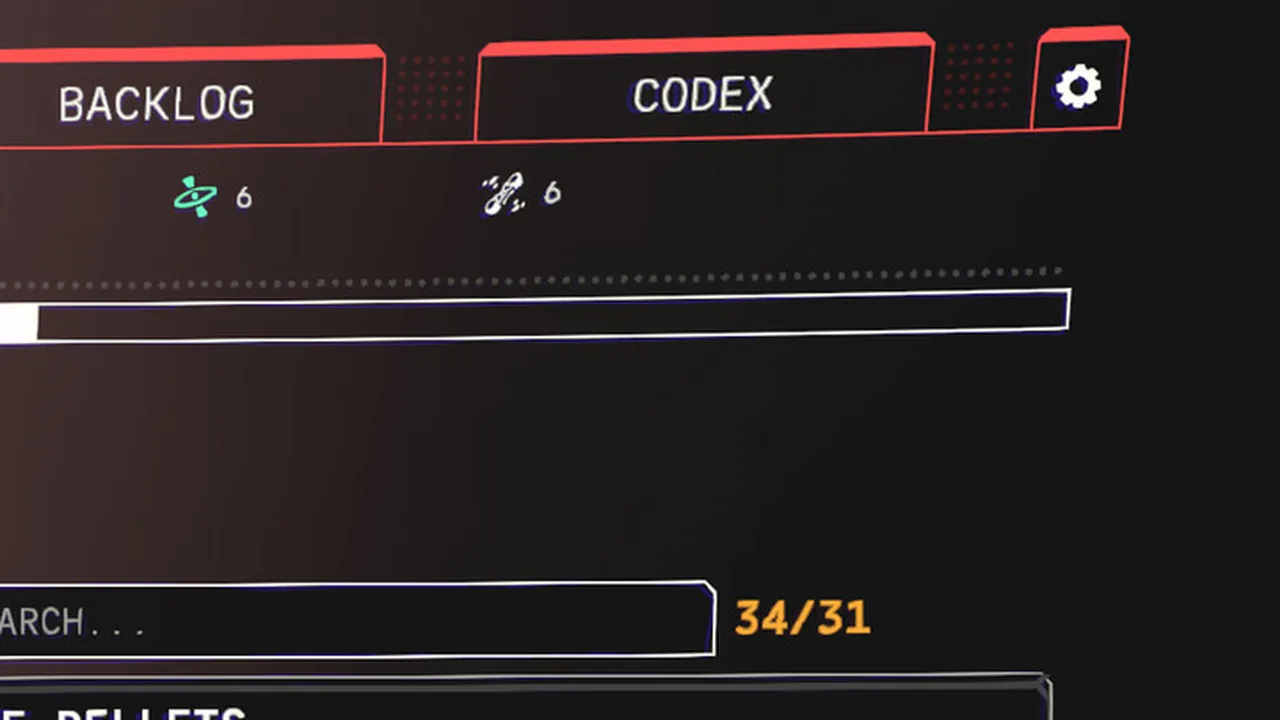 Upgrade inventory showing hex node patterns